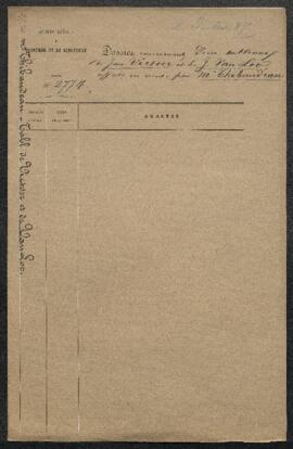 Dossier concernant deux tableaux, de Jan Victoor et de J. van Loo, offerts en vente par Mr A. W. ...