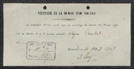 Dossier concernant un tableau de Courbet représentant L’Hiver, offert en vente par Mme O. Lory (B...