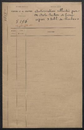 Dossier concernant les copies de trois tableaux de Rubens (inv. 162, 164 et 165) faites pour l’or...