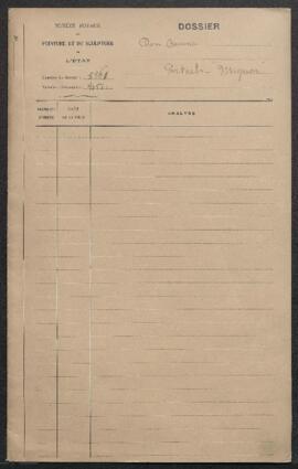 Dossier concernant onze œuvres de Portaels, dont Mignon (inv. 4051) et une de Guffens offertes en...