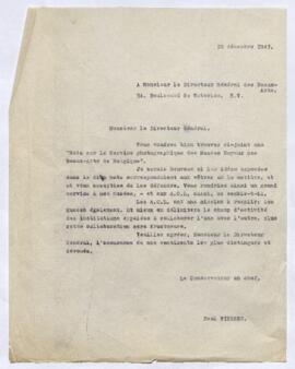 Correspondance échangée entre Paul Fierens et Paul Coremans, directeur des Archives centrales ico...