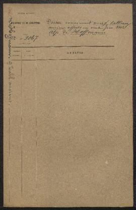 Dossier concernant neufs tableaux anciens, offerts en vente par Mr Alp. De Hoffmann (Laeken). — O...