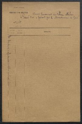 Dossier concernant un tableau attribué à Gerard Dow [Gerard Dou] (sujet non mentionné), offert en...
