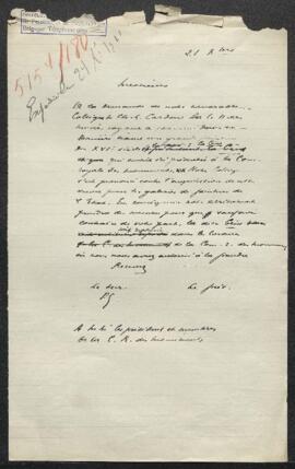 Lettre du secrétaire des Musées Royaux de Peinture et de Sculpture de Belgique au président et me...