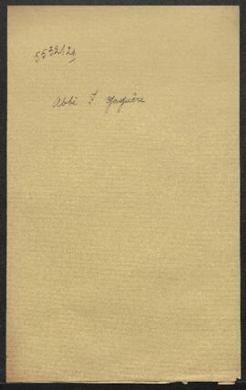 Demande de renseignements émanant de l’Abbé François Gaguère (France, Béthune) à propos de représ...