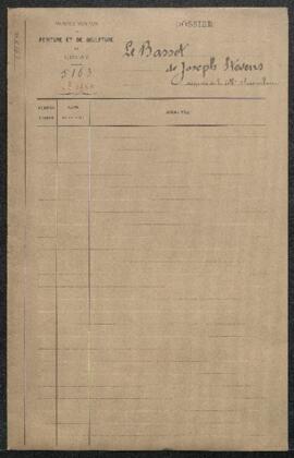 Dossier concernant Le Basset de Joseph Stevens (inv. 3965), tableau acquis à la vente de la colle...
