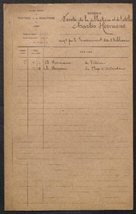 Dossier concernant la vente de la collection et de l’atelier de Charles Hermans (Bruxelles, Galer...