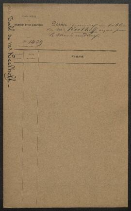 Dossier concernant un Paysage de Keelhoff (inv. 2610) acquis par le gouvernement pour le Musée mo...