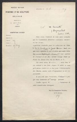 Dossier concernant un tableau de Joseph Stevens daté 1856, représentant Le bois de Boulogne, offe...