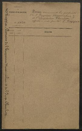 Dossier concernant le Portrait de l’Empereur Maximilien et le Portrait de l’Impératrice Charlotte...