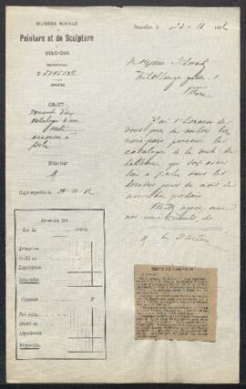 Dossier concernant le catalogue d'une vente de tableaux annoncée à Berlin fin novembre 1906.