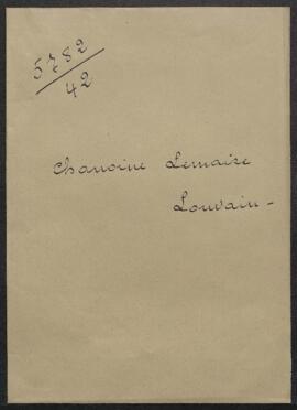 Demande de renseignements du chanoine R. Lemaire concernant des ouvrages sur l'ancienne école de ...