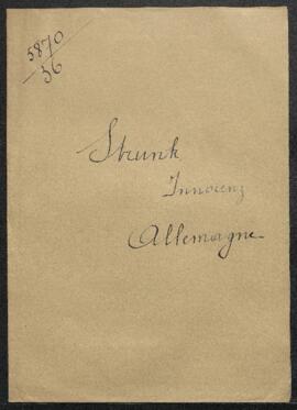 Demande de renseignements émanant du révérend père Innocenz M. Strunk du collège Saint Joseph (Al...