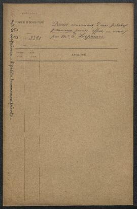 Dossier concernant deux petits panneaux attribués à Brueghel (sujets non mentionnés), offerts en ...