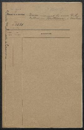 Dossier concernant le signalement de la vente de la collection Molinari (Milan, 30.11.1885). — Sa...