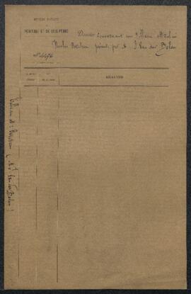 Dossier concernant un tableau de Nicolas Berchem représentant Paysage avec berger, animaux et rui...