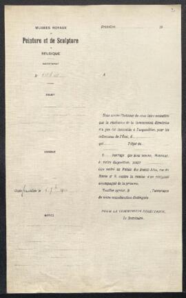 Demande de renseignements émanant de Mme veuve Vander Weyden-Spéder (Bruxelles) désirant connaîtr...