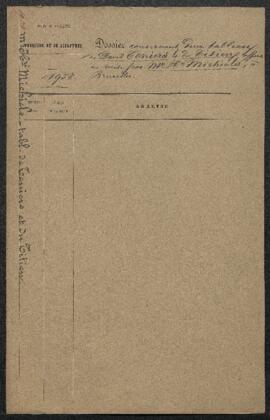 Dossier concernant deux tableaux offerts en vente par Henri Michiels (Molenbeek-Saint-Jean), à sa...