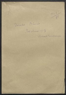 Carte de visite de Vitale Bloch (Pays-Bas, Amsterdam), le répertoire indique une œuvre du peintre...
