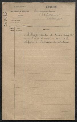 Demande d’avis du ministre des Sciences et des Arts sur le souhait exprimé par Mr W. Hopper, dire...