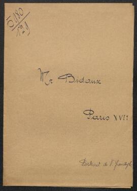 Dossier concernant le Portrait de Pierre Joseph Lafontaine, tableau de Van Ysendijck [?], offert ...