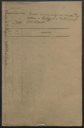 Dossier concernant le signalement de la vente de la collection Von Reichardt (Cologne, octobre 18...