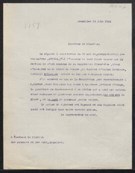 Dossier concernant L’ivrogne d’Eugène Laermans (inv 4414) offert en don au Musée par Raymond Hott...