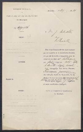 Dossier concernant deux tableaux de J. de Noter offerts en vente par Mr R. de Noter (France, Vill...