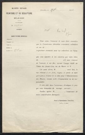 Dossier concernant un tableau gothique représentant Saint Jean-Baptiste et le baptême du Seigneur...