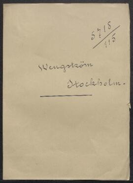 Dossier concernant la demande de renseignements de Gunnar Wengström (Musée National de Stockholm,...