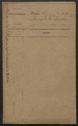 Dossier concernant la vente des tableaux composant la collection de la marquise Théodule de Rodes...