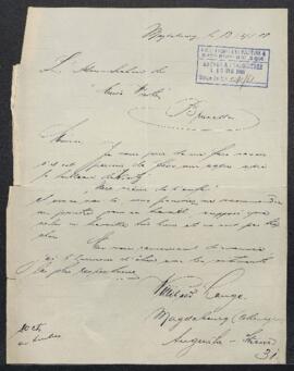 Lettre émanant de Willibaert Lange (Allemagne, Magdebourg) demandant l’autorisation de faire exéc...