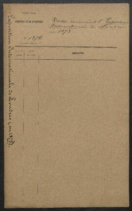 Dossier concernant la demande de la commission belge de l’Exposition internationale de Londres te...