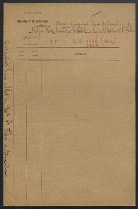 Dossier concernant deux tableaux légués à l’Etat par Mme veuve Faber (Bruxelles), à savoir un Por...