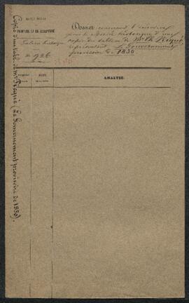 Dossier concernant l’exécution pour le Musée historique d’une copie du tableau de Charles Picqué,...