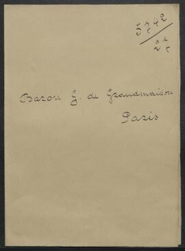 Dossier concernant la demande de renseignements du baron G. de Grandmaison (France, Paris) sur l’...