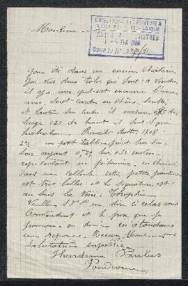 Lettre concernant deux tableaux offerts en vente par l’entremise de Paulus Hardenne (Pondrome), l...