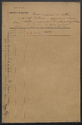 Dossier concernant Intérieur d’atelier par Alfred Verhaeren (inv. 3351), tableau acquis à l’Expos...