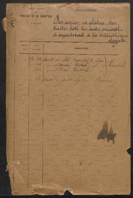 Dossier concernant le moulage de six bustes appartenant à la Bibliothèque royale (les bustes de V...