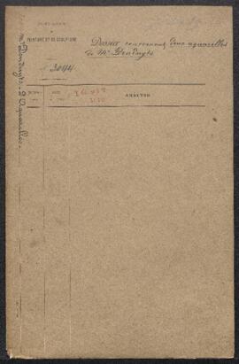Dossier concernant l’acquisition par le gouvernement de deux aquarelles de [Gustave] Den Duyts, E...