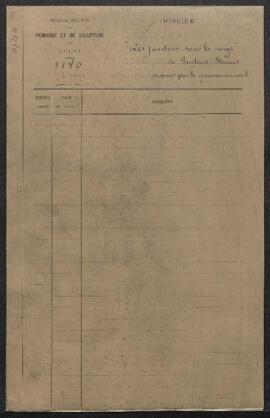 Dossier concernant un tableau de Gustave Stevens intitulé Les jardins sous la neige (inv. 3941) r...