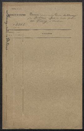 Dossier concernant deux tableaux du maître hollandais [Jacobus ?] Biltius, l’un représentant une ...