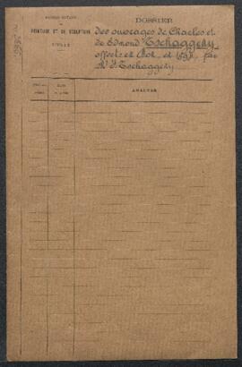 Dossier concernant plusieurs œuvres (peintures et dessins) de Charles et Edmond Tschaggeny offert...