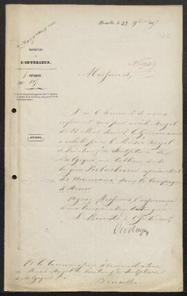 Dossier concernant l’acquisition par le gouvernement du tableau d’Eugène Verboekhoven, Animaux da...