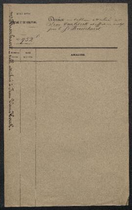 Dossier concernant un tableau attribué à Jean van Hoeck [Jan van den Hoecke], offert en vente par...