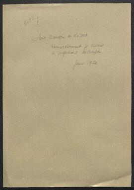 Lettre du Musée à la comtesse Carton de Wiart (Bruxelles) la remerciant pour les clichés à projec...