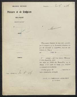 Lettre du Musée refusant l’offre de Mr Macau.