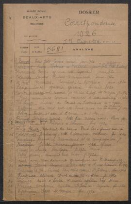 Correspondance sans suite de l’année 1926.