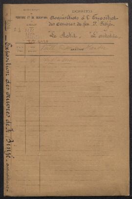 Dossier concernant l’acquisition de quatre œuvres de Franz Binjé à l’exposition des œuvres du maî...