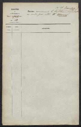 Dossier concernant un tableau de A. Busschop [Abraham Bisschop ?], offert en vente par Mr W. More...